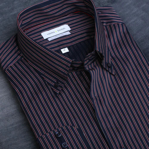 Mens black striped dress shirt on sale