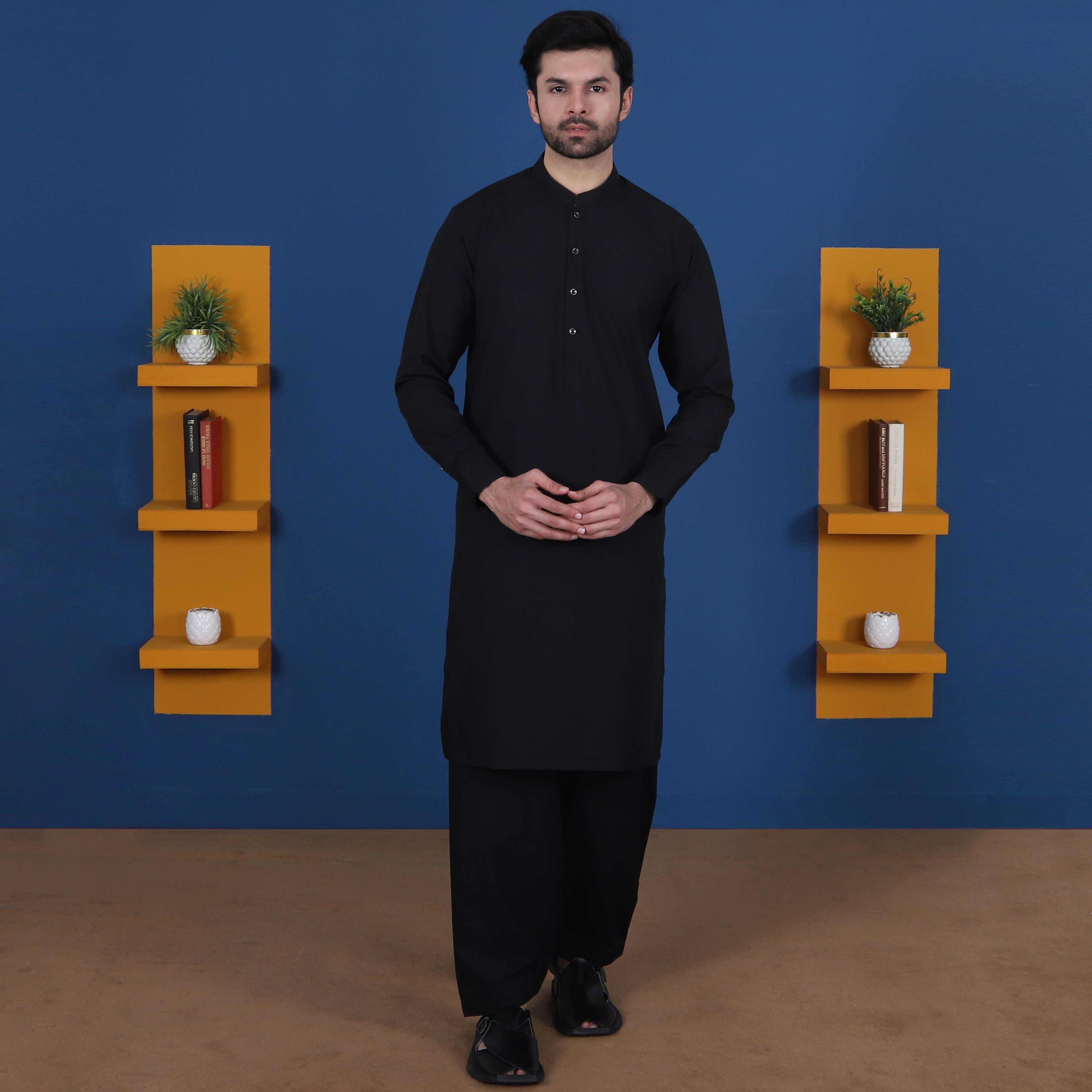 LEATHER BLCK BLEND SHALWAR QAMEEZ(ART104)