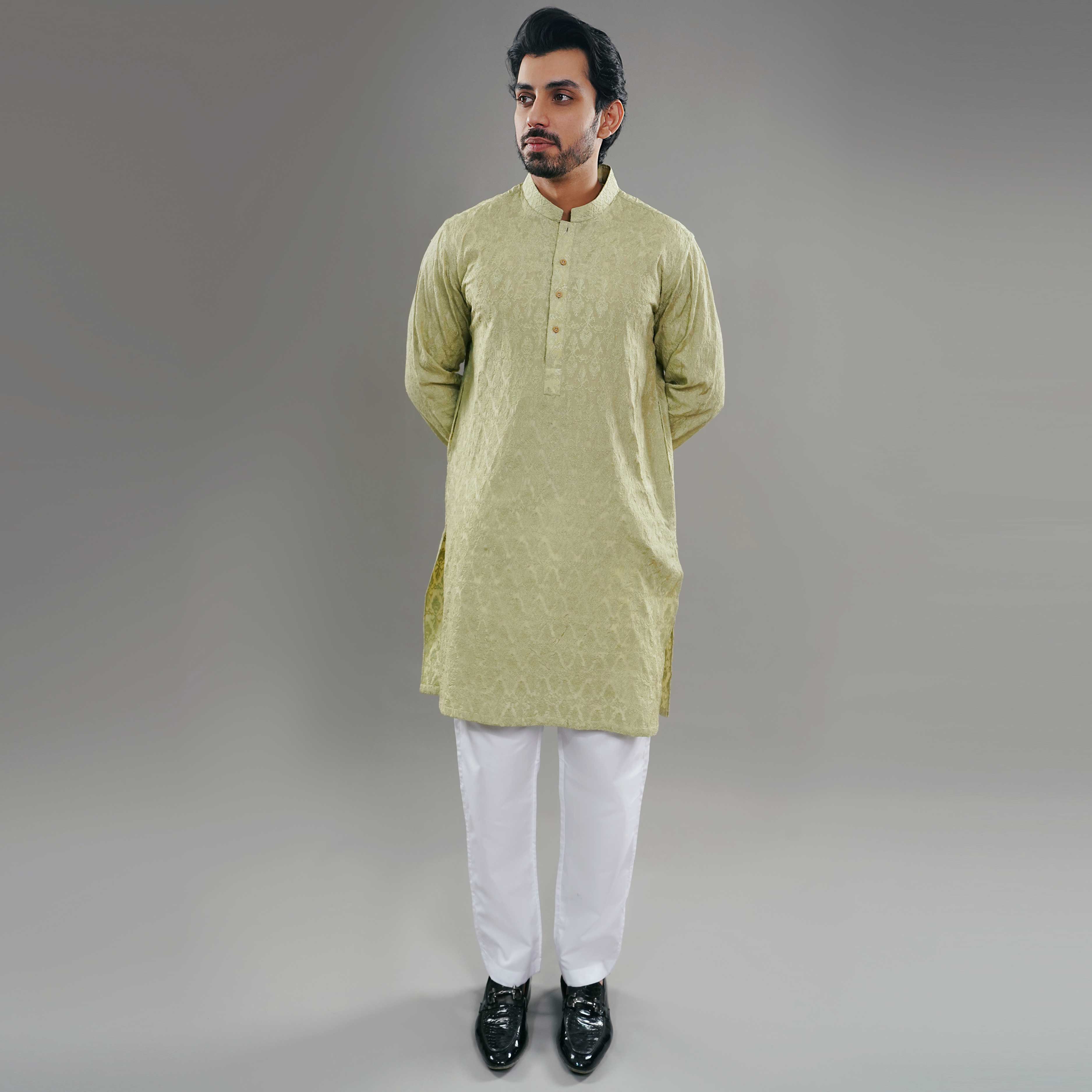 PISTACHIO CHIKANKARI KURTA (ART264)