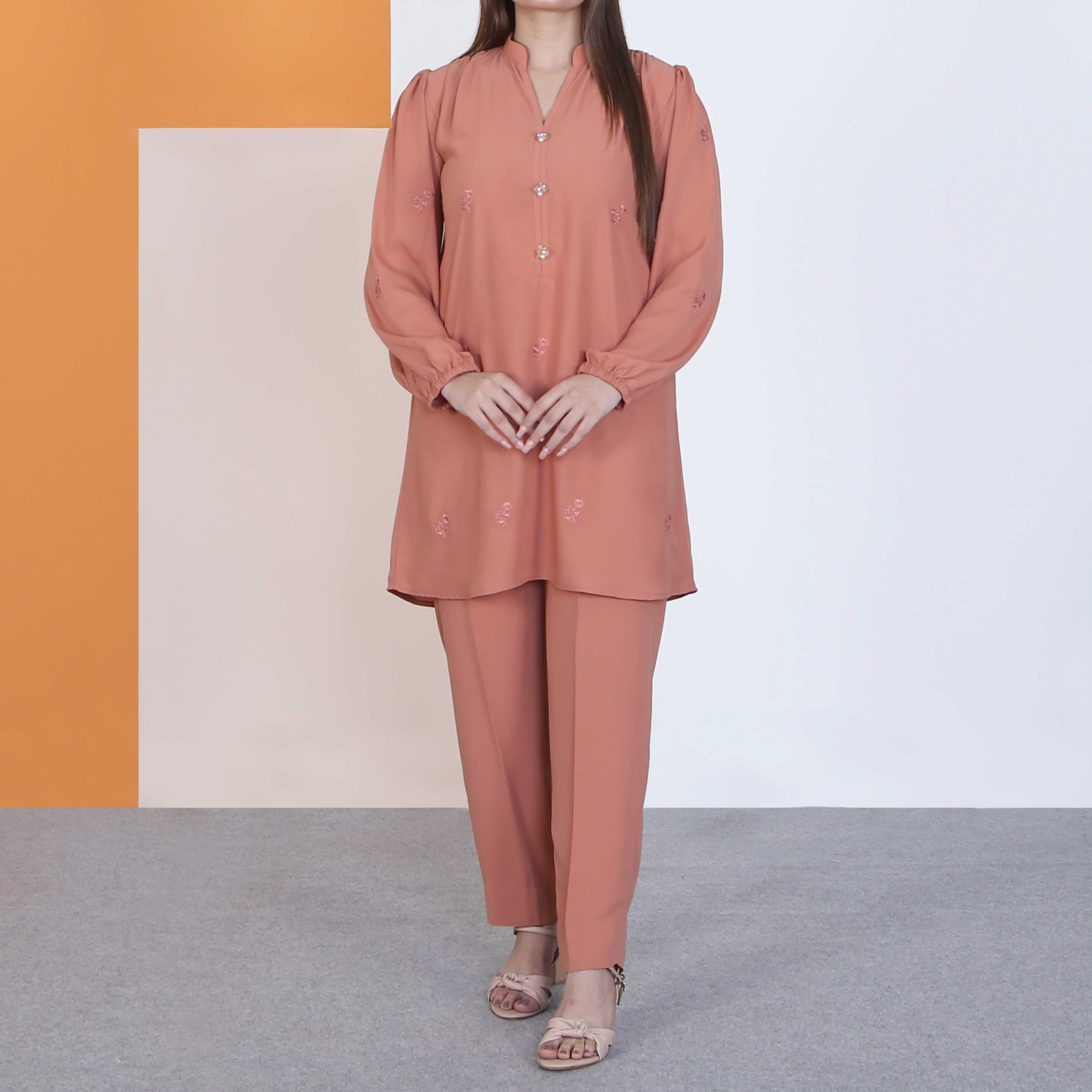 LIGHT CORAL 2PC SUIT(ST943)