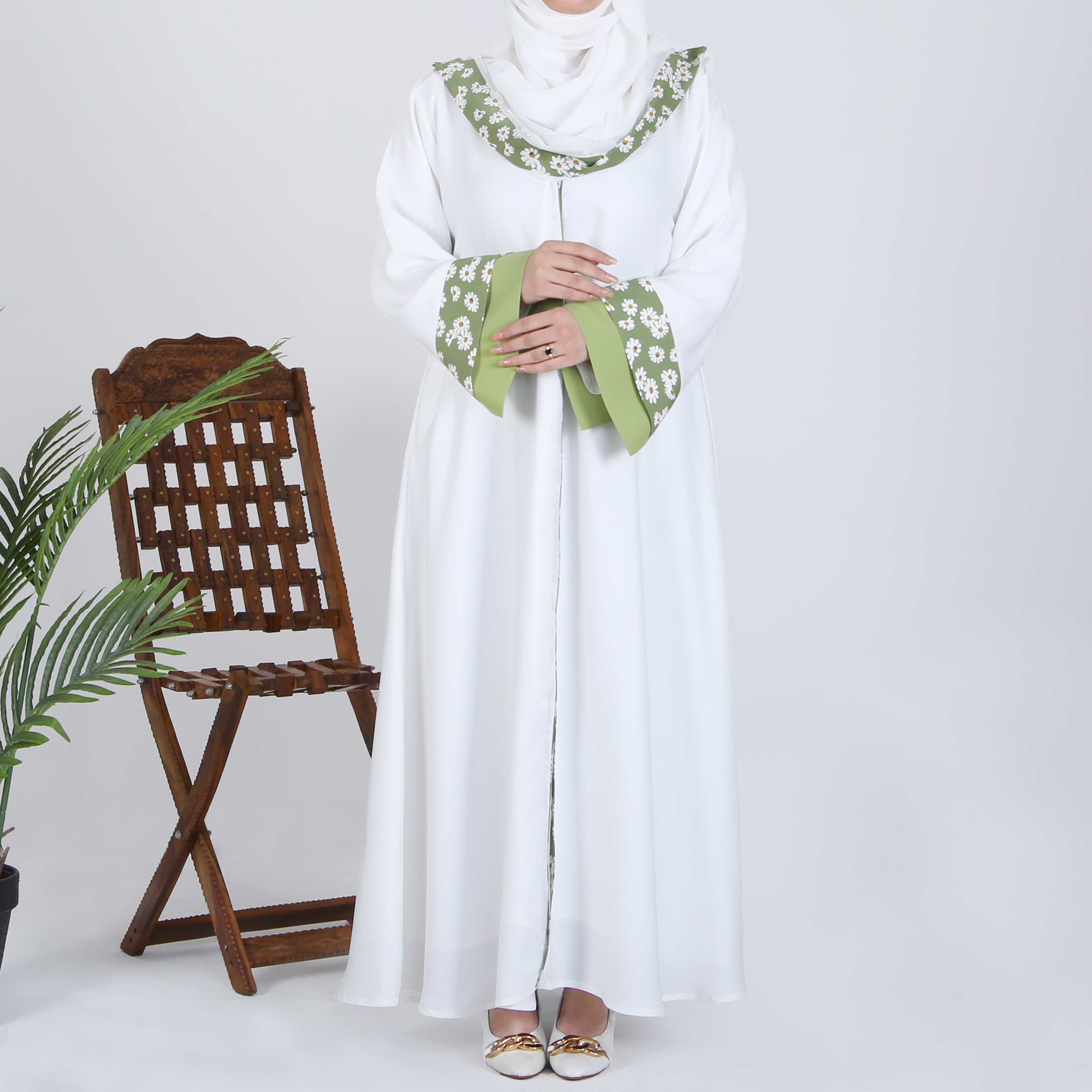 FLORAL VISTA WHITE ABAYA (RB894)