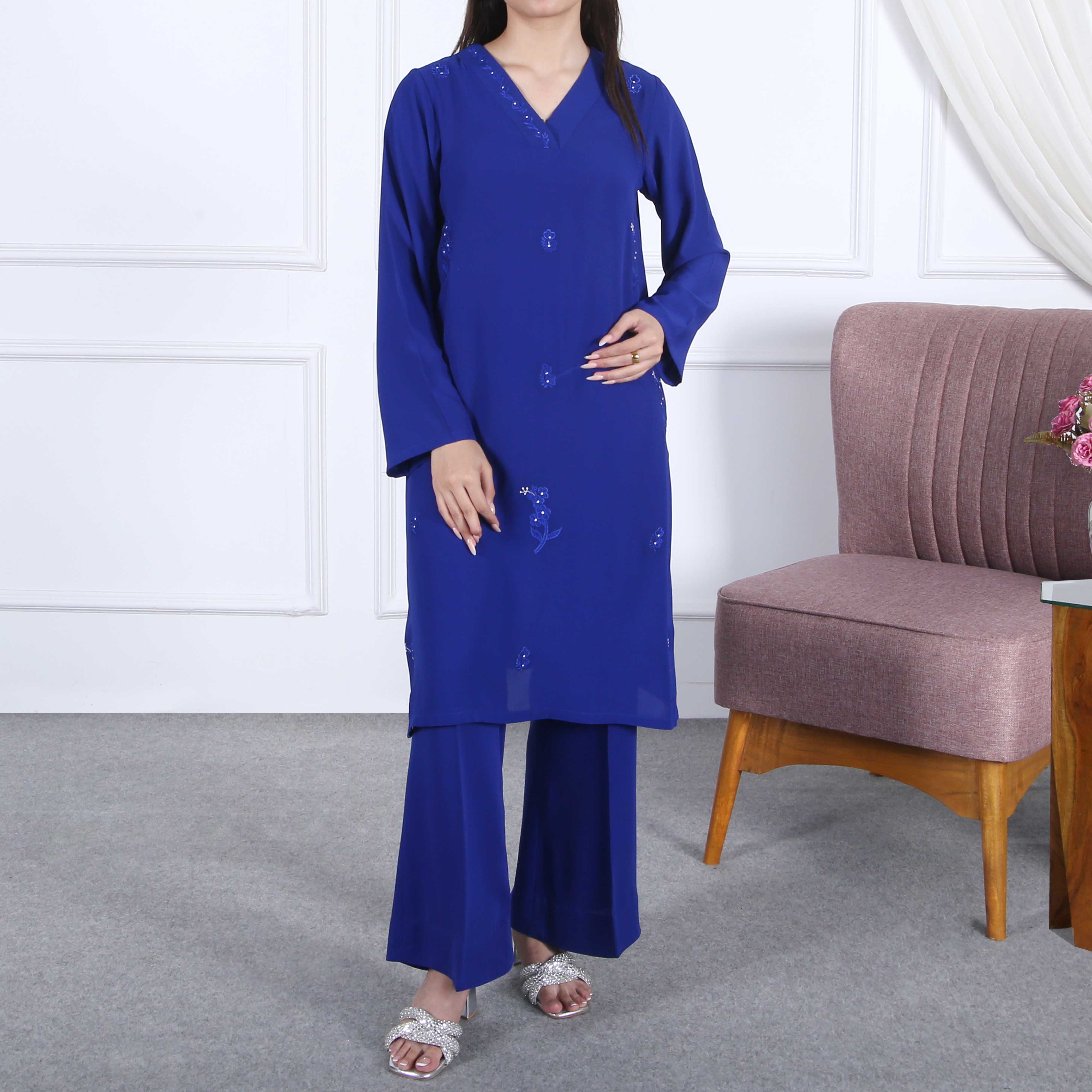 CHIC AND CLASSY MIDNIGHT BLUE 2PC SUIT(ST987)