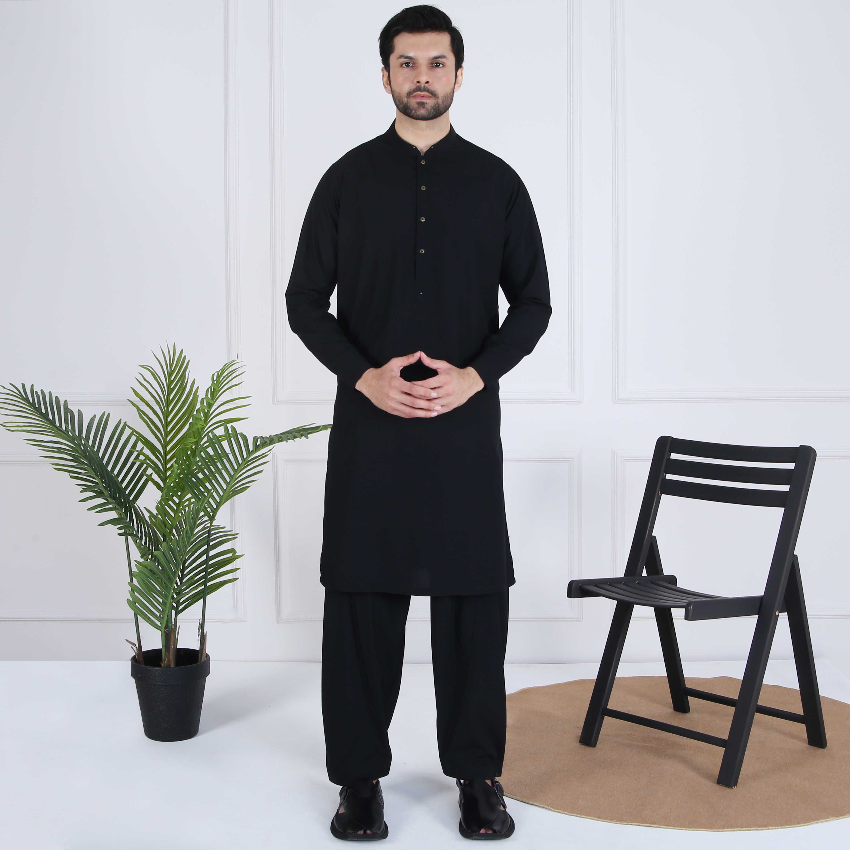 OIL BLACK SHALWAR QAMEEZ(ART213)