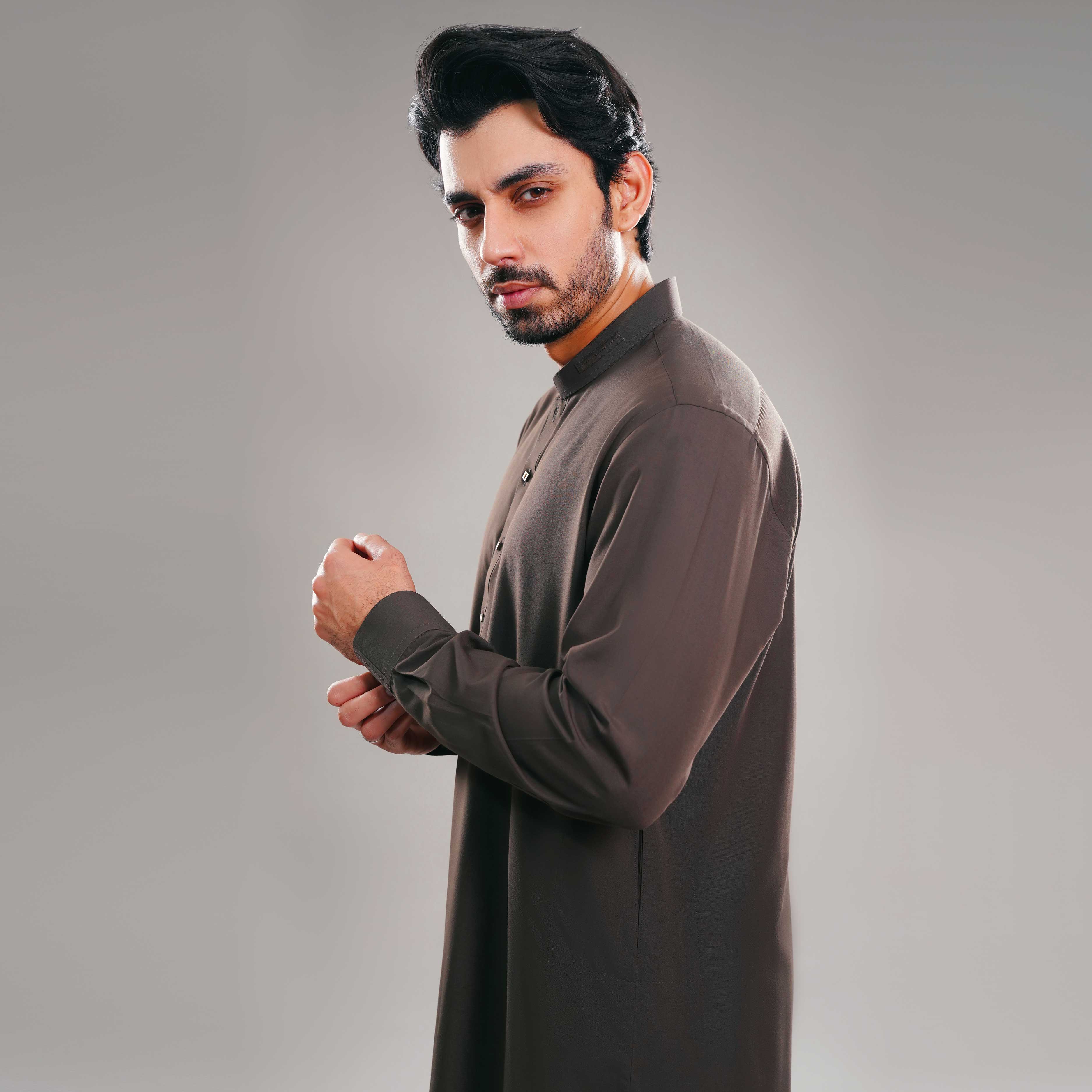 SLUB TEXTURED BROWN WASH WEAR SHALWAR(ART249)