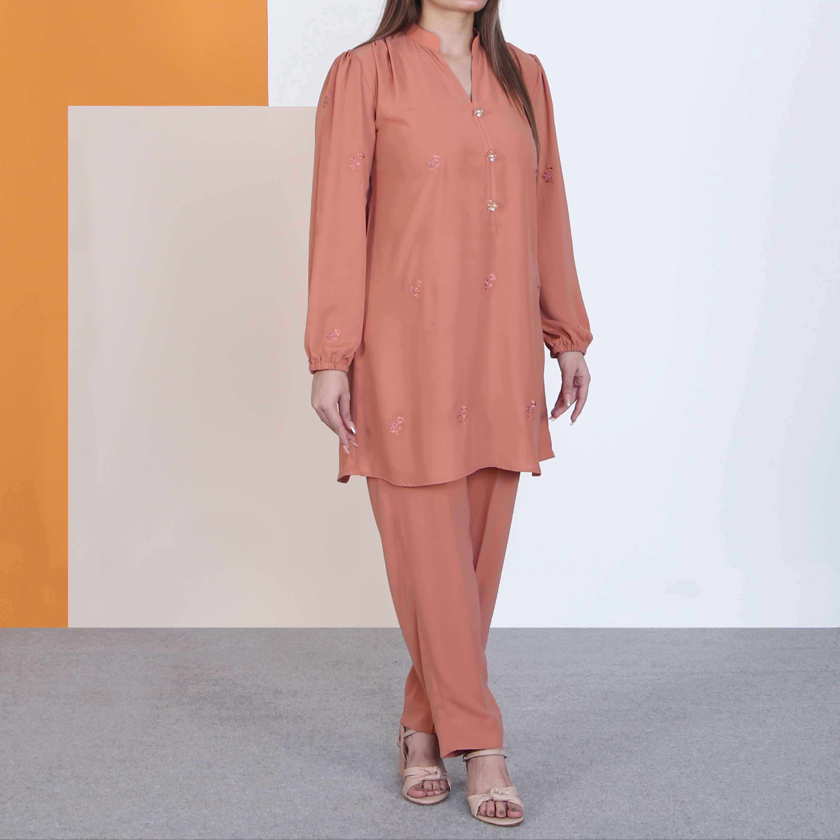 LIGHT CORAL 2PC SUIT(ST943)