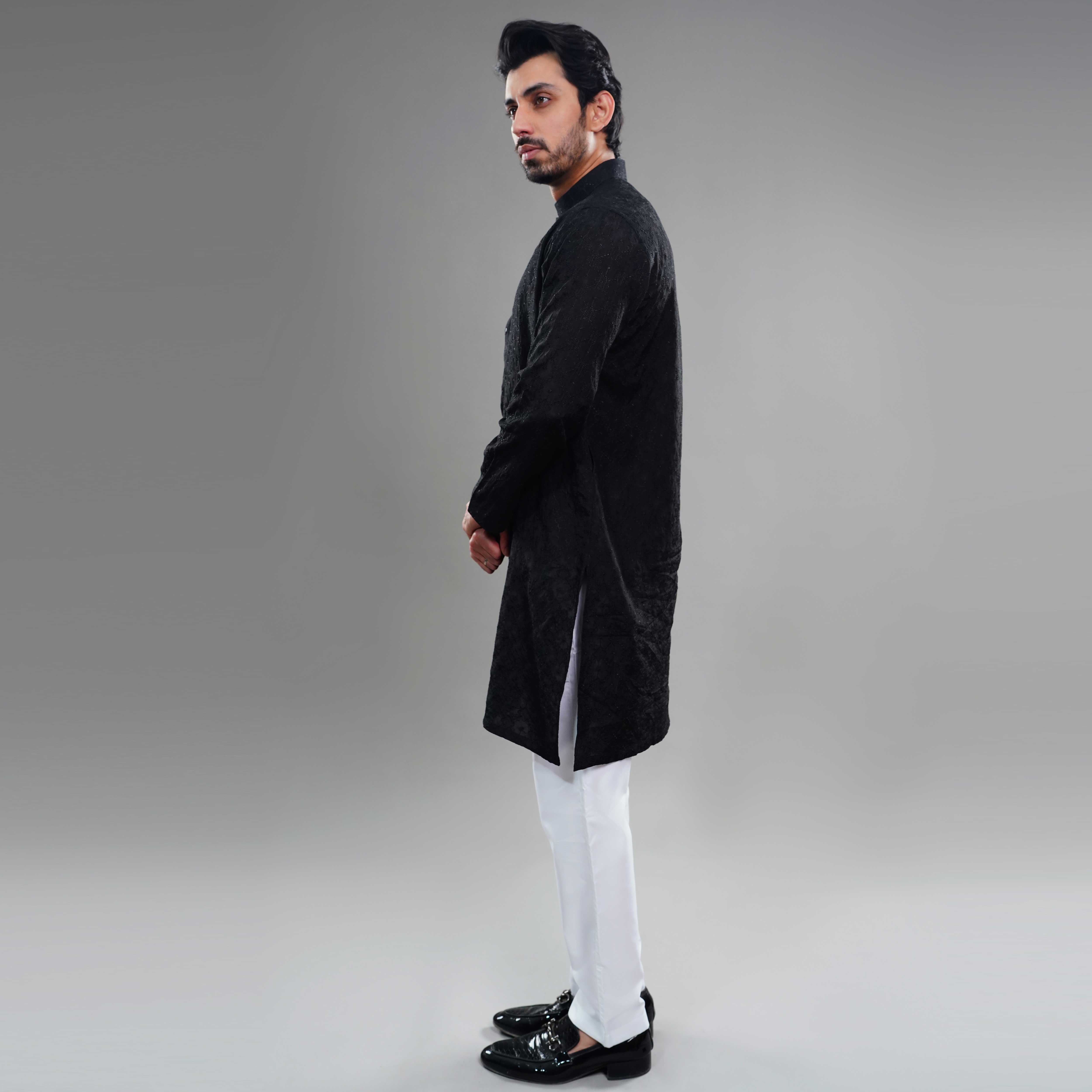 BLACK CHIKANKARI KURTA (ART263)