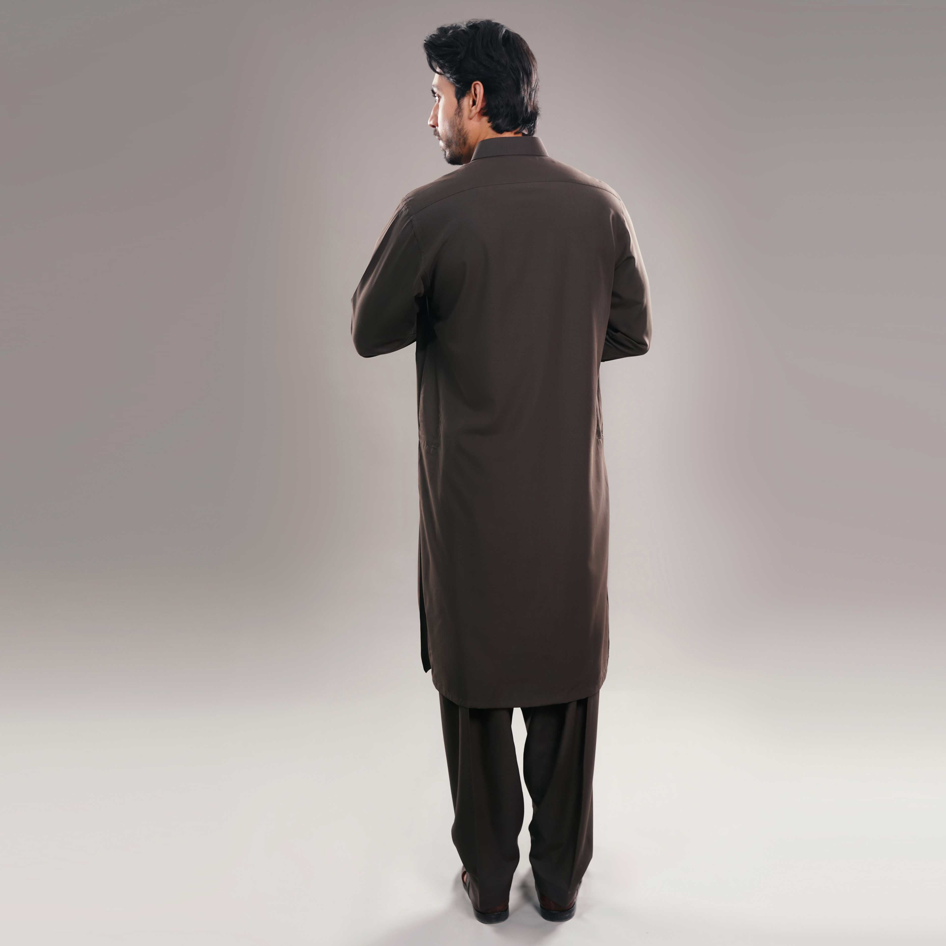 SLUB TEXTURED BROWN WASH WEAR SHALWAR(ART249)