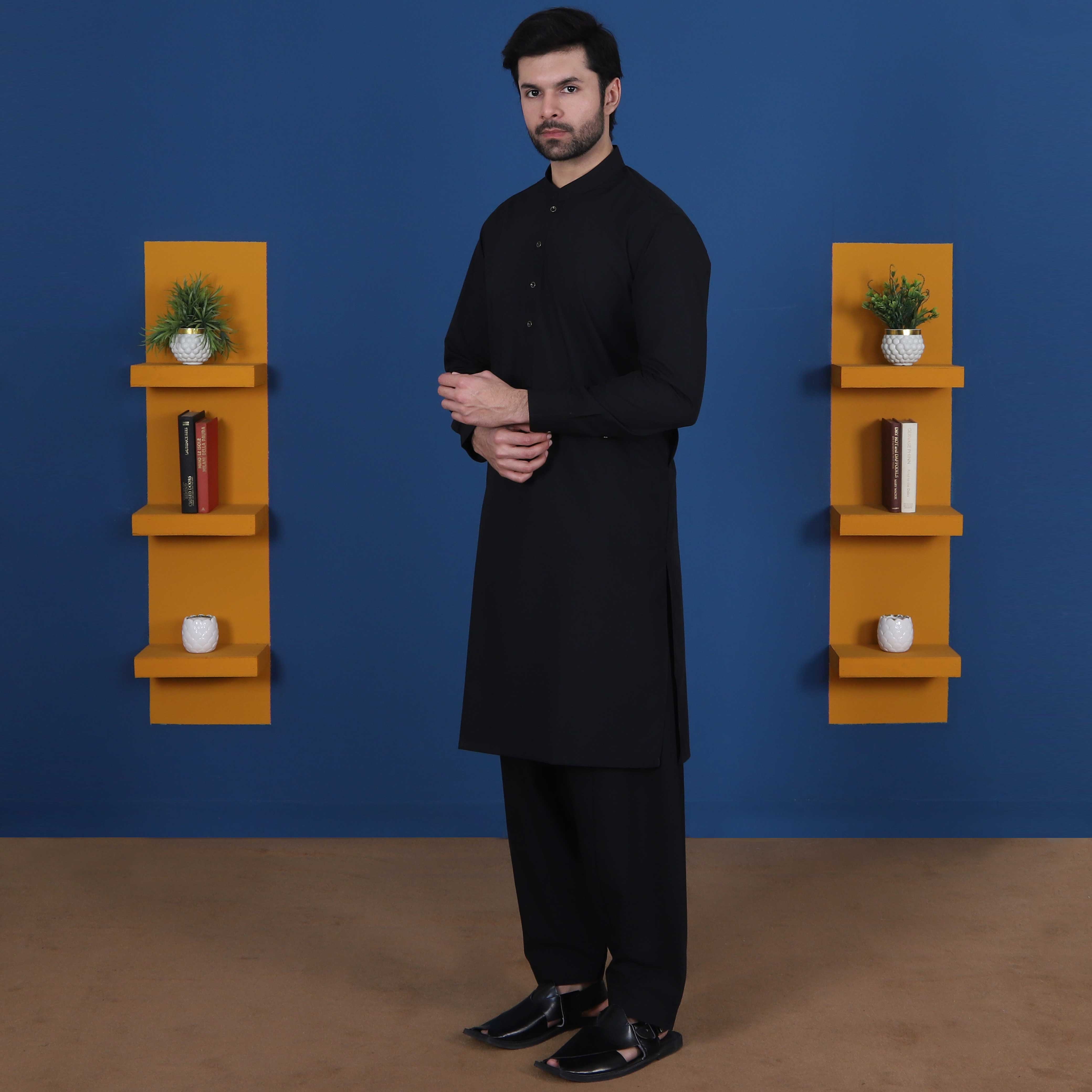 LEATHER BLCK BLEND SHALWAR QAMEEZ(ART104)