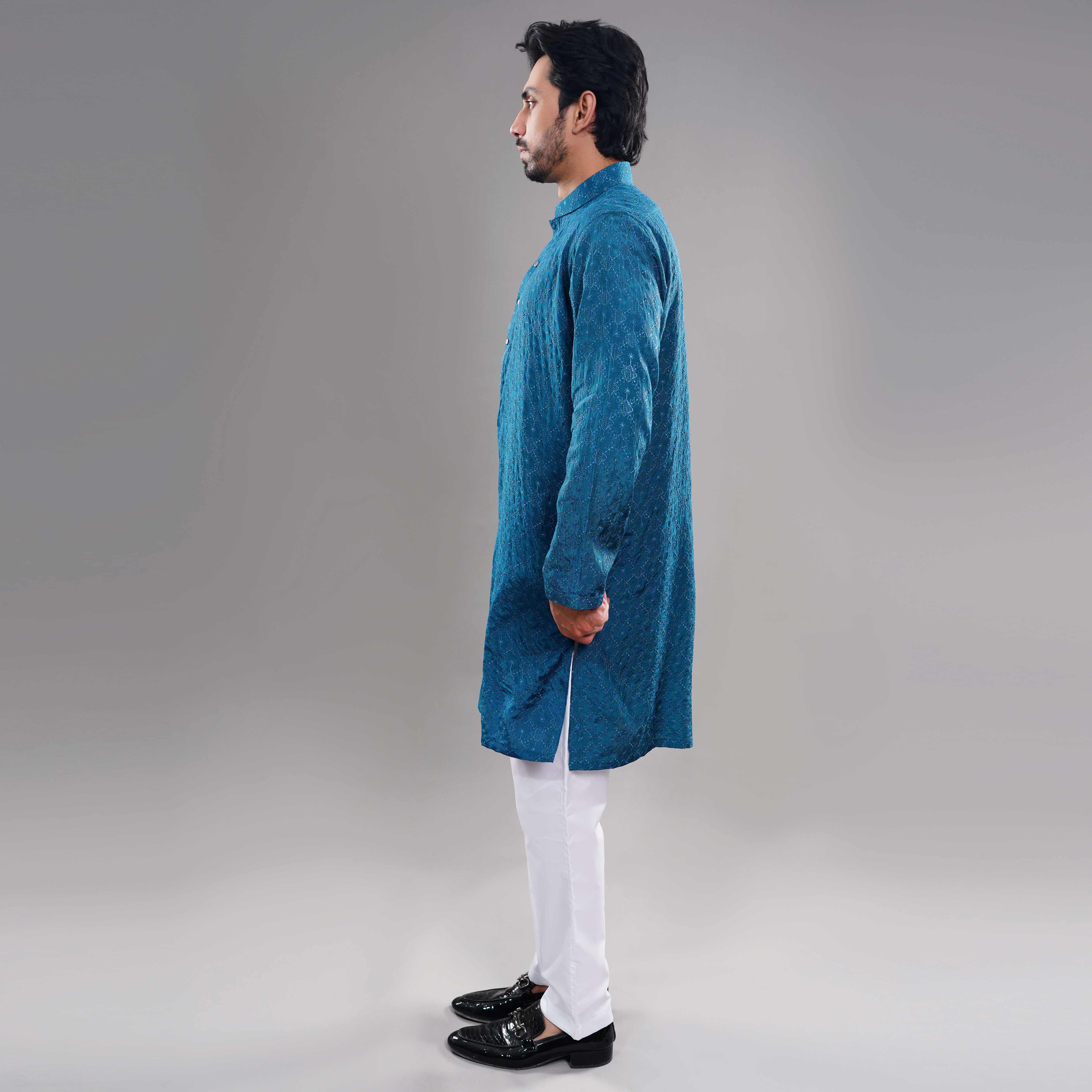 TEALBLUE CHIKANKARI KURTA (ART264)