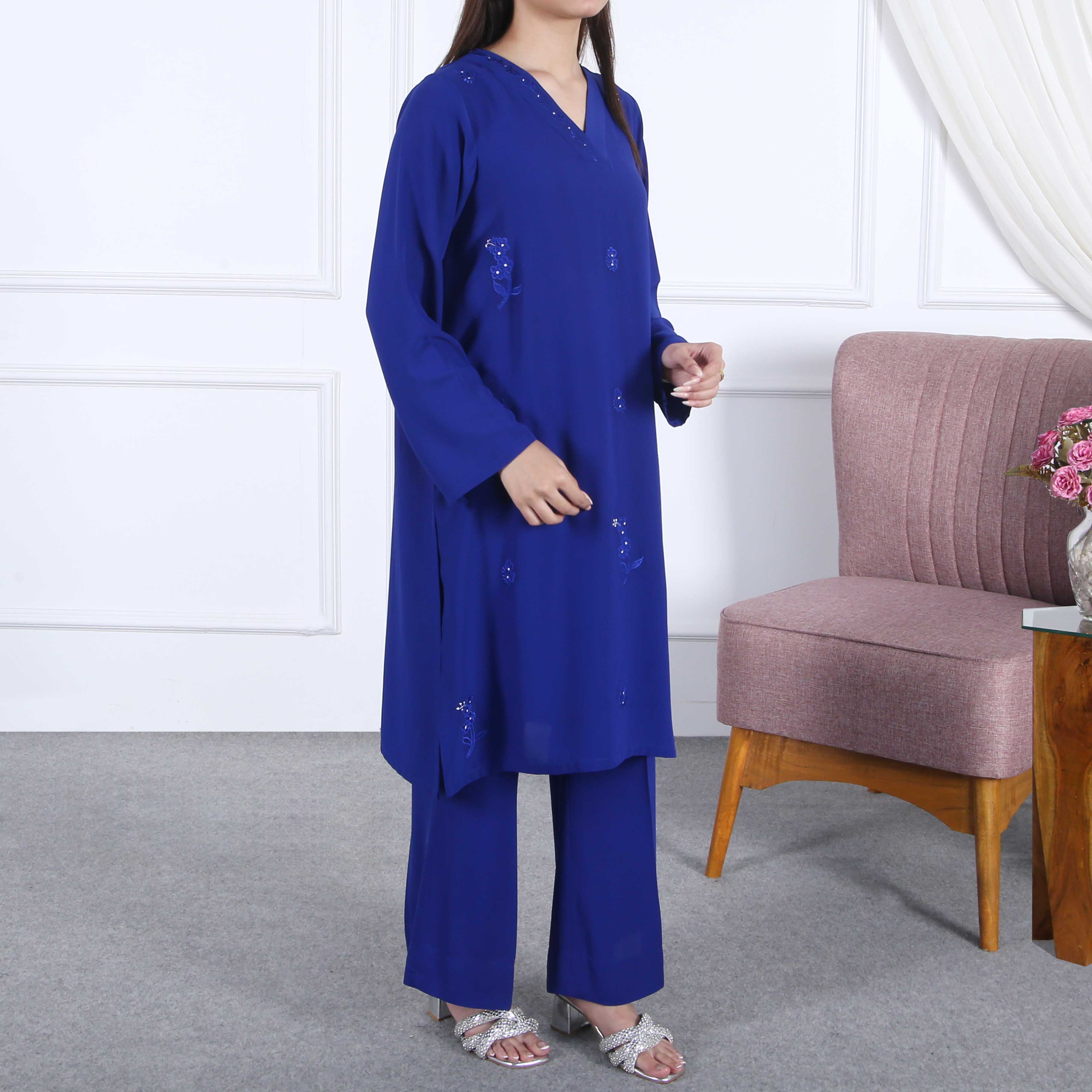 CHIC AND CLASSY MIDNIGHT BLUE 2PC SUIT(ST987)