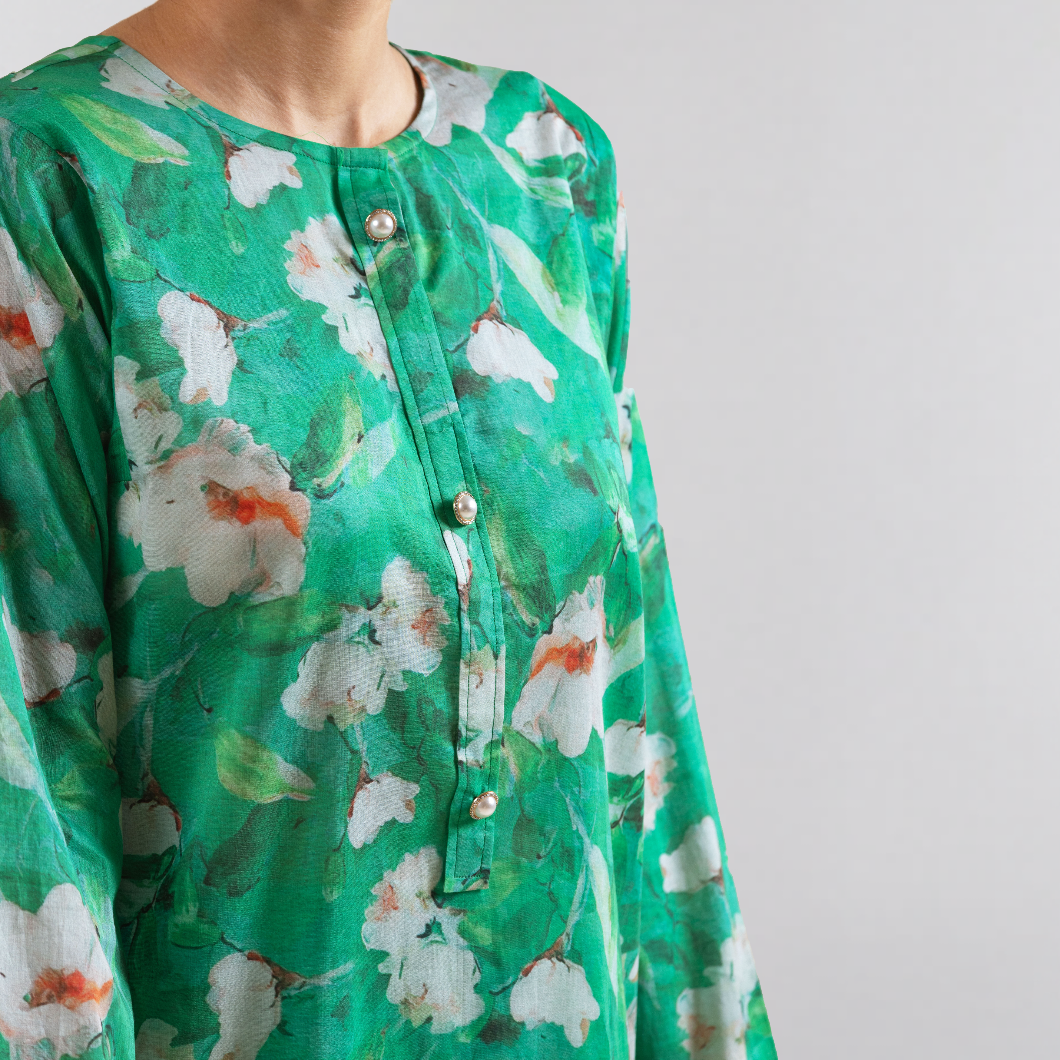 GREEN FLORAL PRINT(2PC ST931)