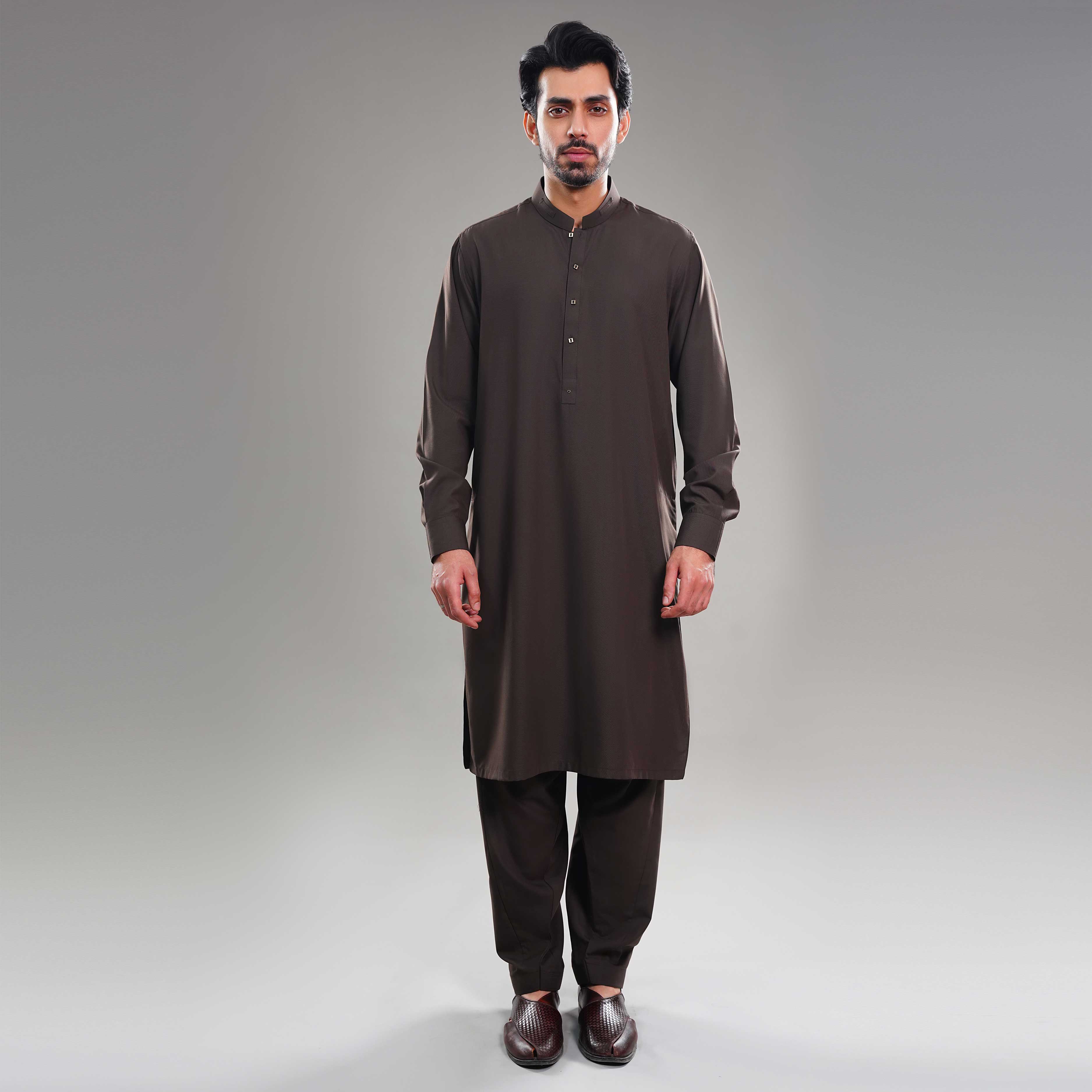 SLUB TEXTURED BROWN WASH WEAR SHALWAR(ART249)